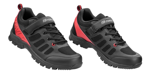 boty na kolo tretry FORCE WALK, černo-červené