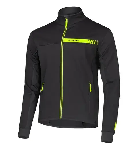 Etape – pánská cyklistická bunda BALANCE WS, černá/žlutá fluo